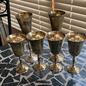 Silver Plated Antique-Style Goblet Set of 7